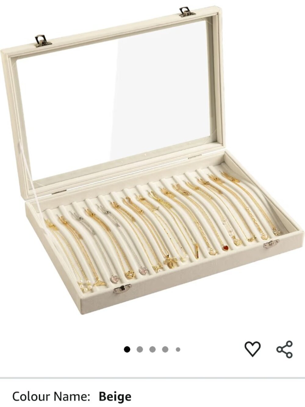 Velvet Necklace Tray Organizer with Clear Lid Lockable and 15 Hooks